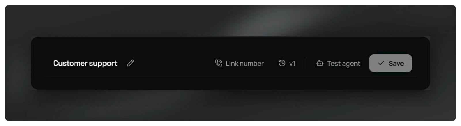 Actual editor header with the Test agent button.